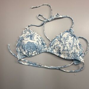 Shade & Shore Women’s Ruffle Edge Toile Print Triangle Bikini Top - Size L